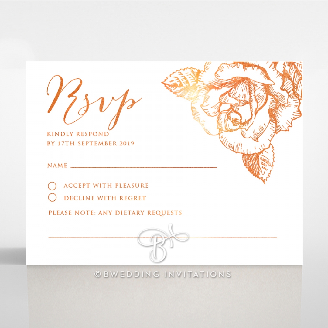 Rose Romance Letterpress with foil rsvp card