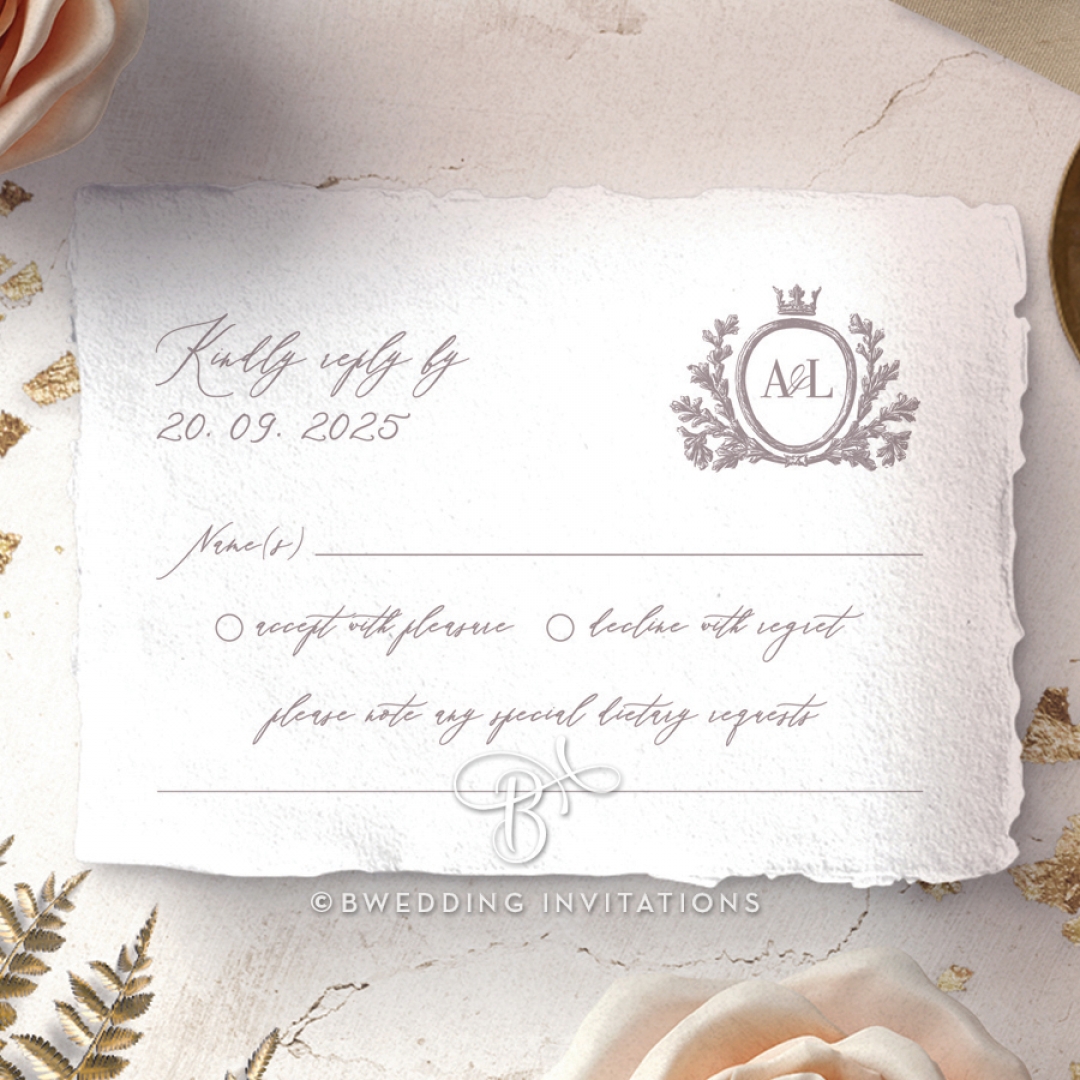 Royal Crest wedding rsvp card