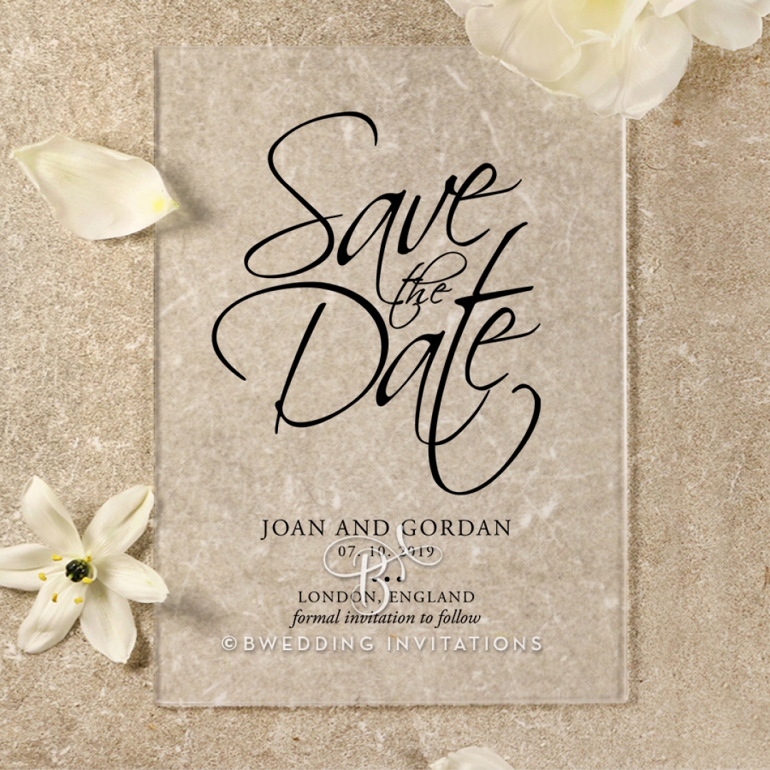 Acrylic Diamond Drapery save the date stationery card