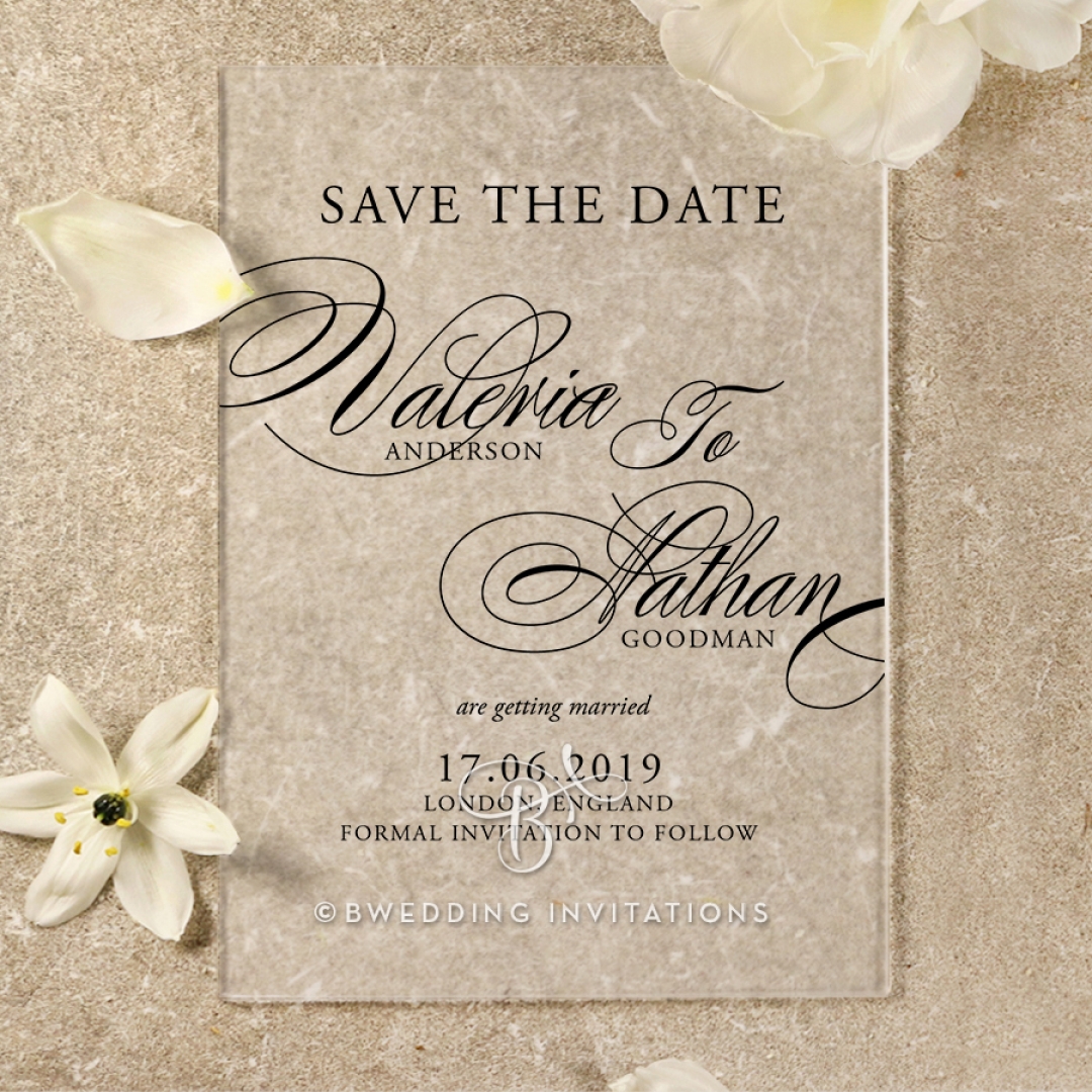 Acrylic Timeless Romance save the date invitation stationery card design