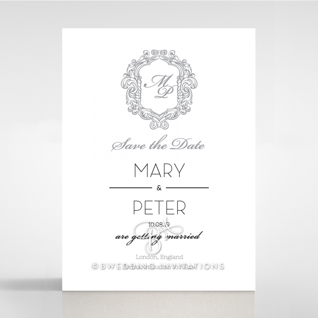 Aristocrat save the date invitation stationery card design