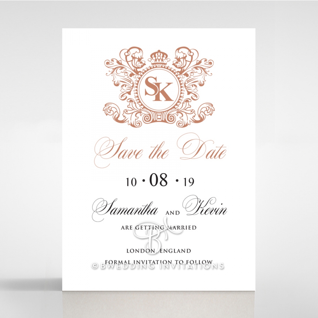 Baroque Romance wedding stationery save the date card design