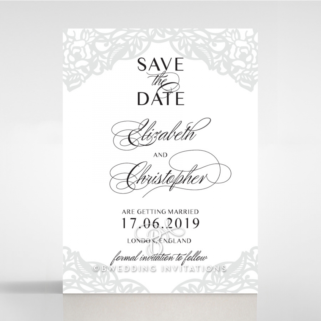 Black Floral Lux save the date card