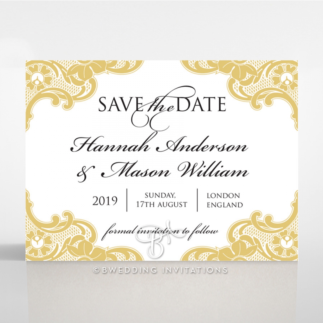 Black Lace Drop wedding stationery save the date card item