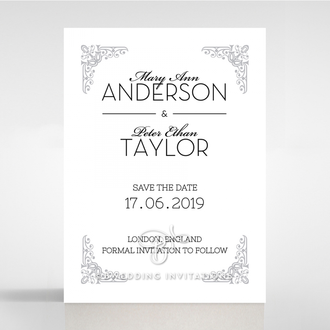 Black on Black Victorian Luxe wedding save the date card design