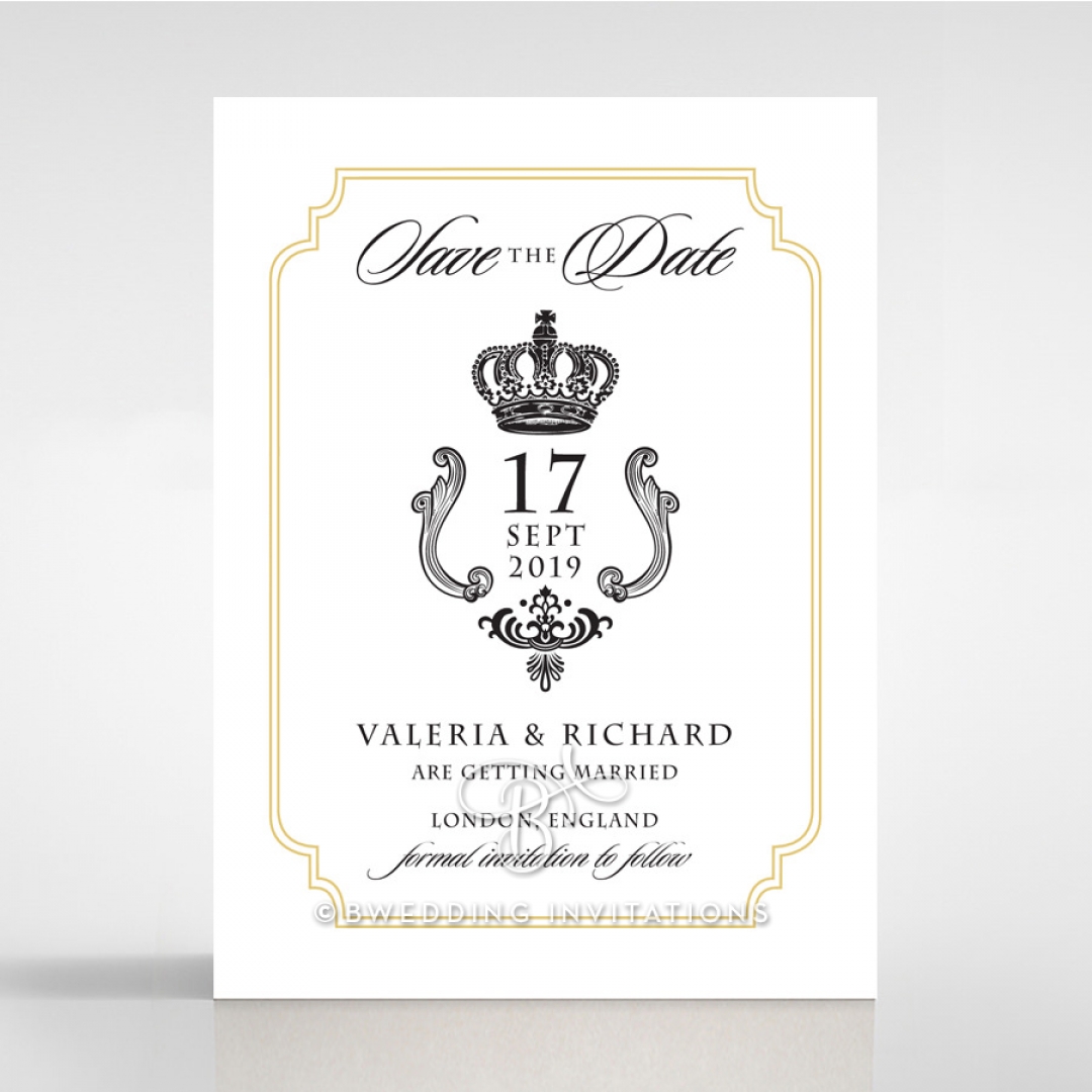 Black Victorian Gates wedding save the date stationery card design