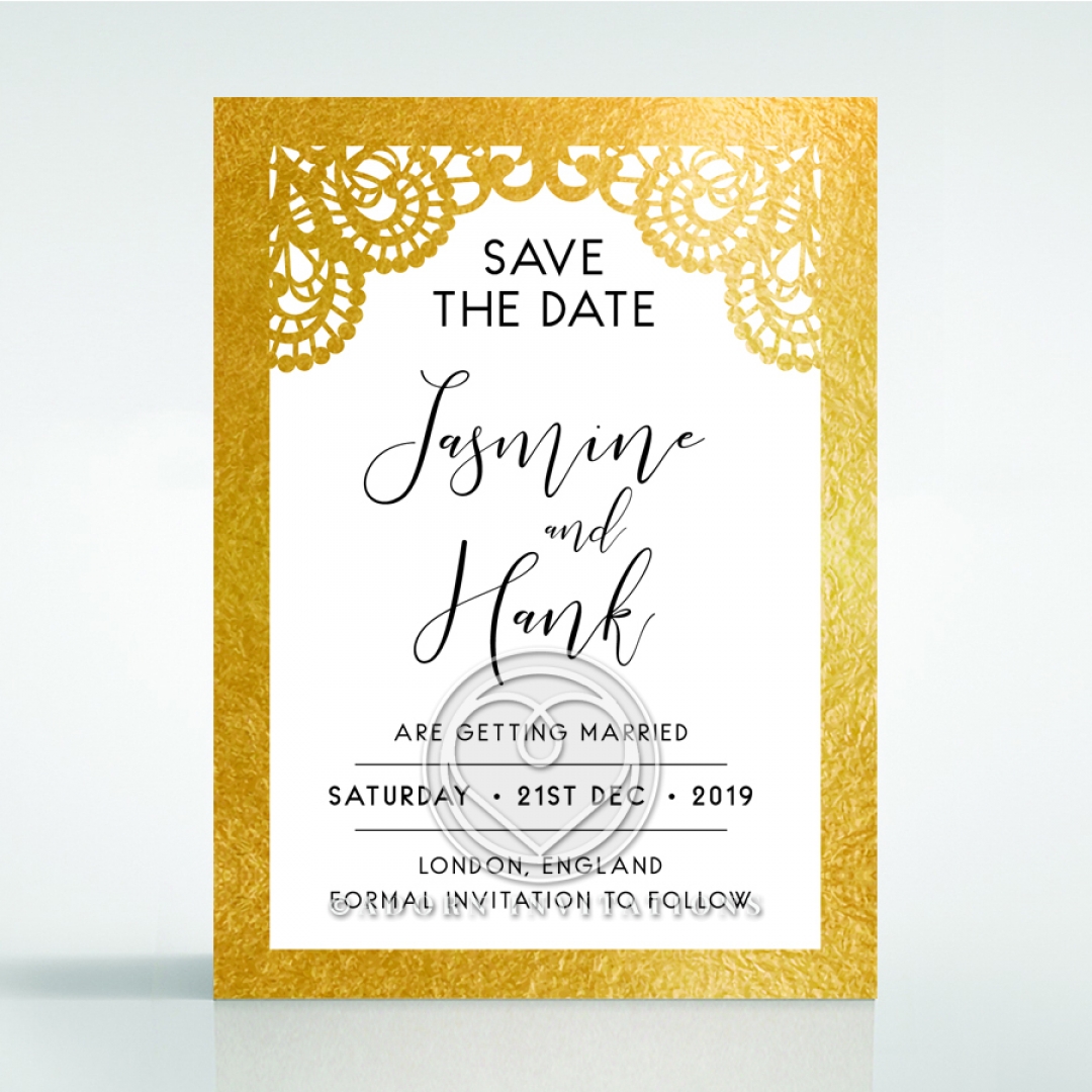 Breathtaking Baroque Foil Laser Cut save the date card design