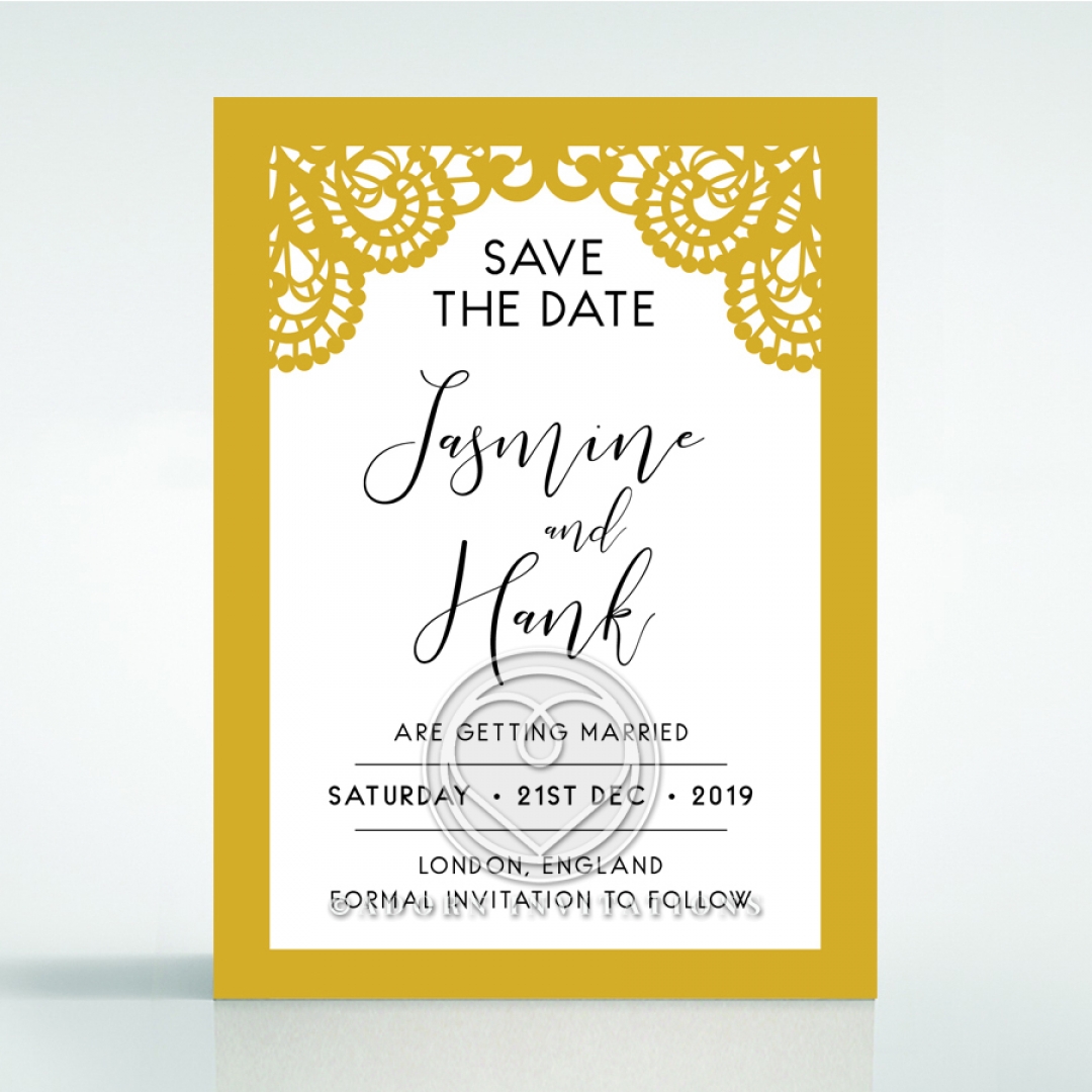 Breathtaking Baroque Foil Laser Cut save the date stationery card