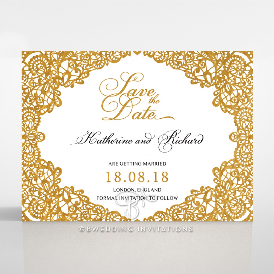 Charming Lace Frame with Foil wedding stationery save the date card item