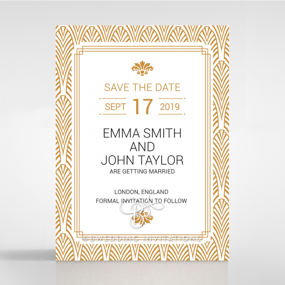 Gilded Decadence wedding stationery save the date card