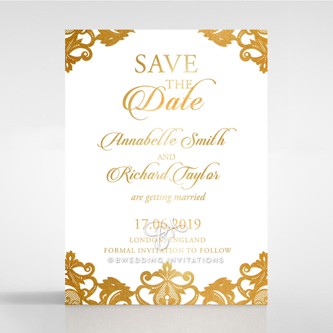 Golden Baroque Pocket with Foil save the date stationery card item