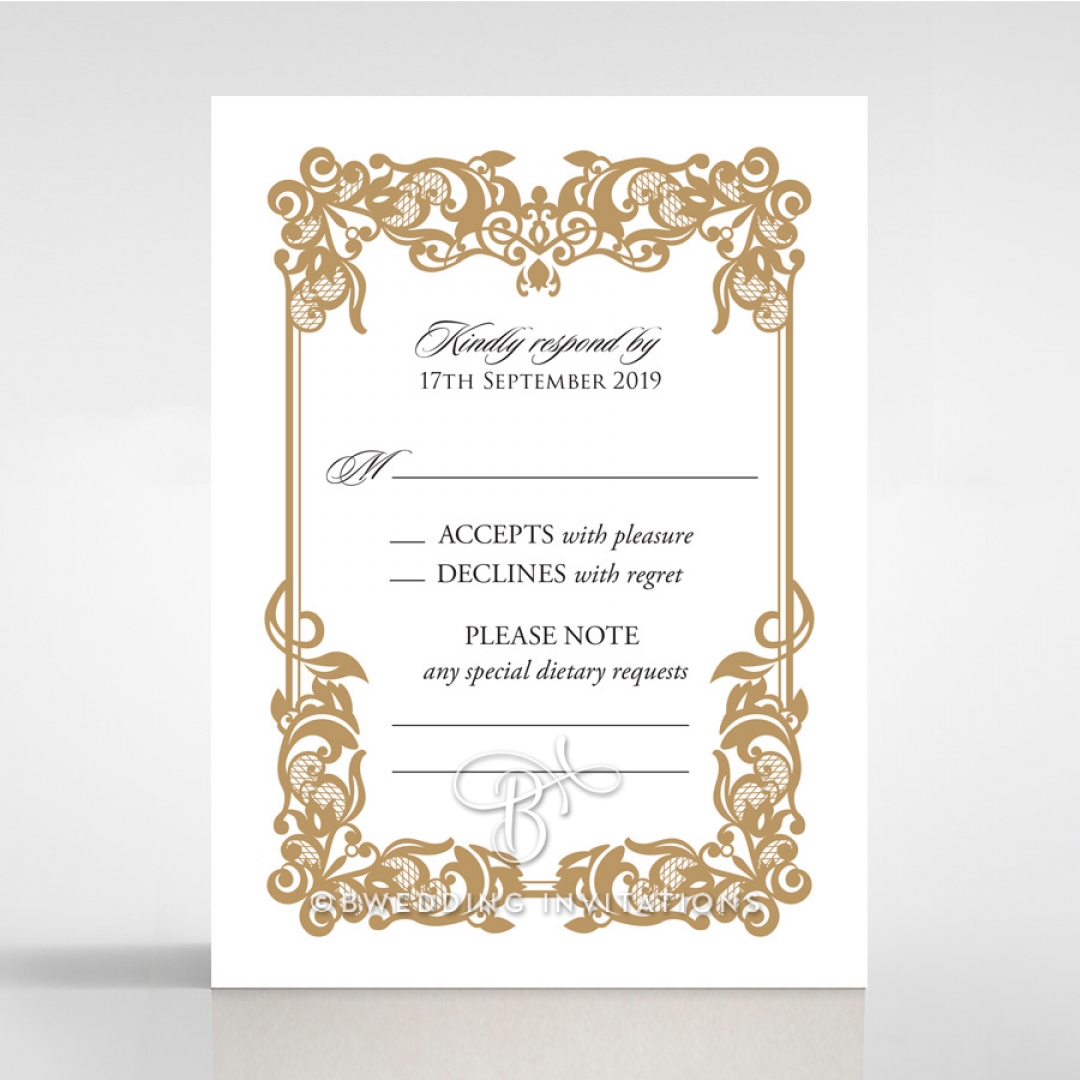 Golden Divine Damask wedding save the date stationery card