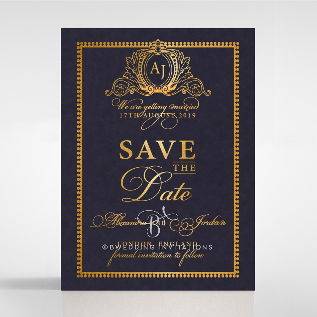 Lux Royal Lace with Foil save the date invitation card