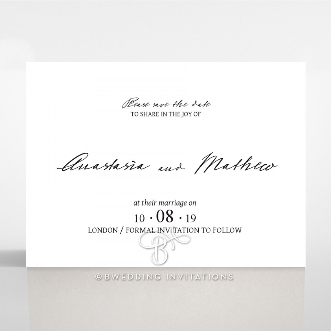 Pure Charm wedding save the date card design