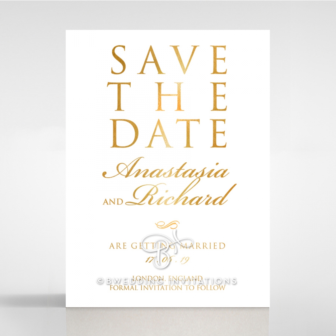 Quilted Letterpress Elegance with foil save the date invitation stationery card