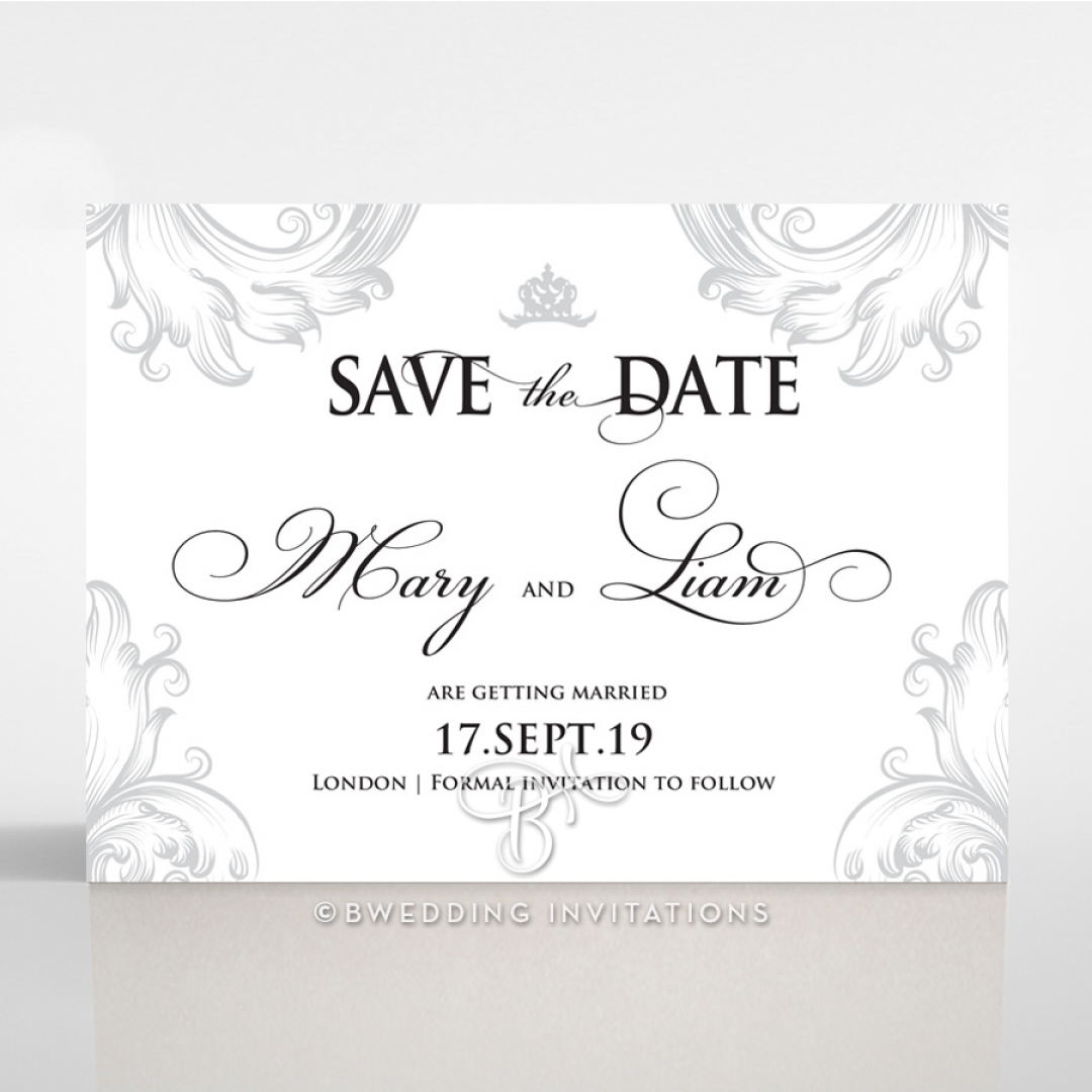 Regally Romantic save the date invitation stationery card design