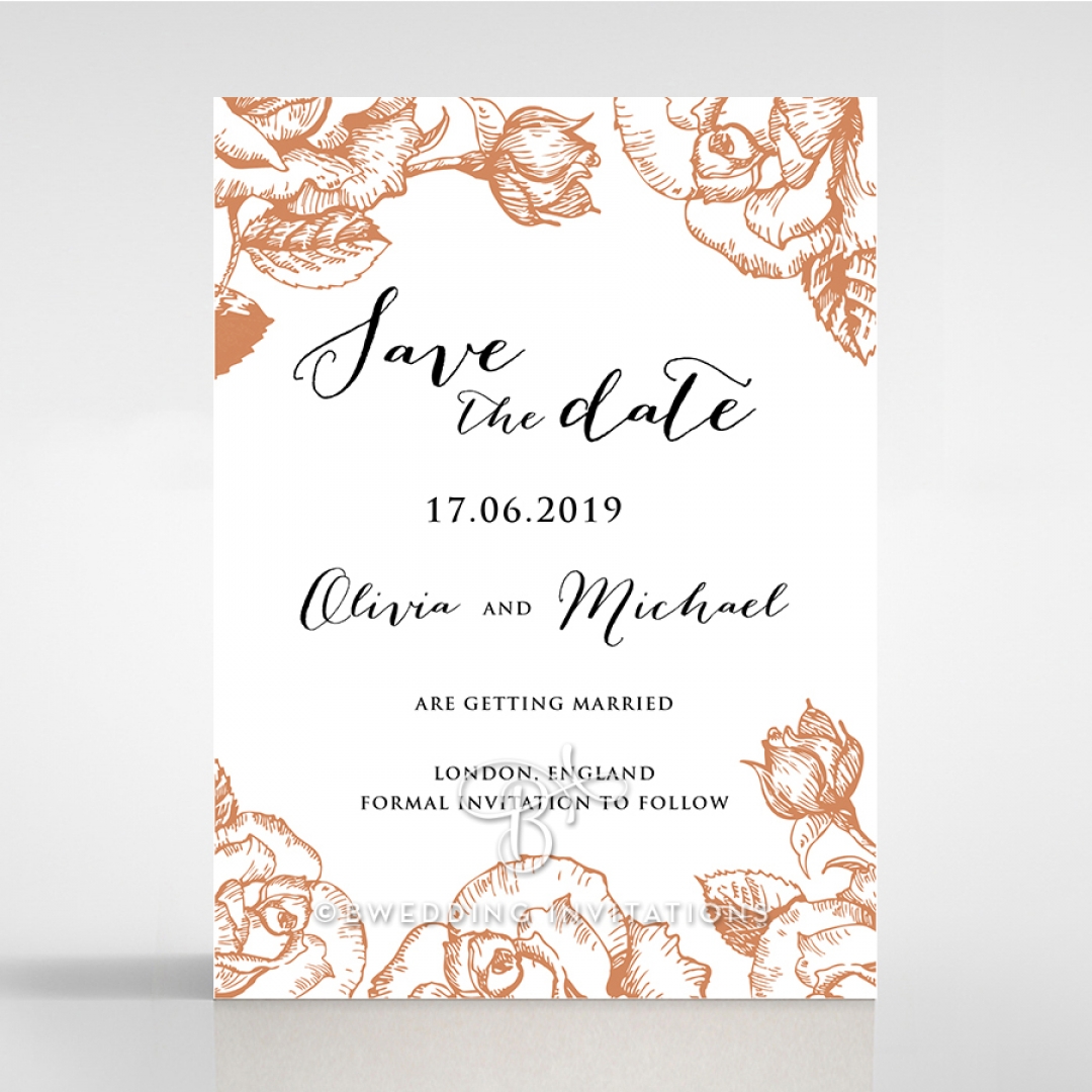 Rose Romance Letterpress save the date stationery card design