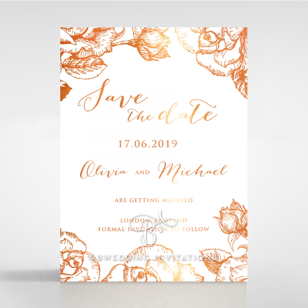 Rose Romance Letterpress with foil save the date invitation stationery card design