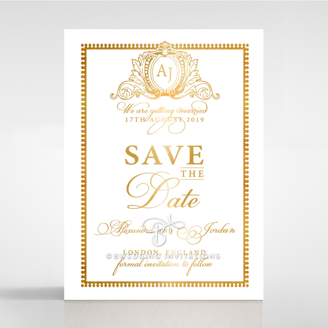 Royal Lace with Foil save the date wedding stationery card design