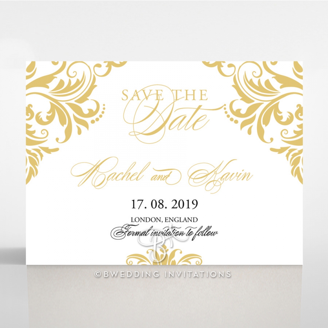 Victorian Extravagance save the date wedding stationery card