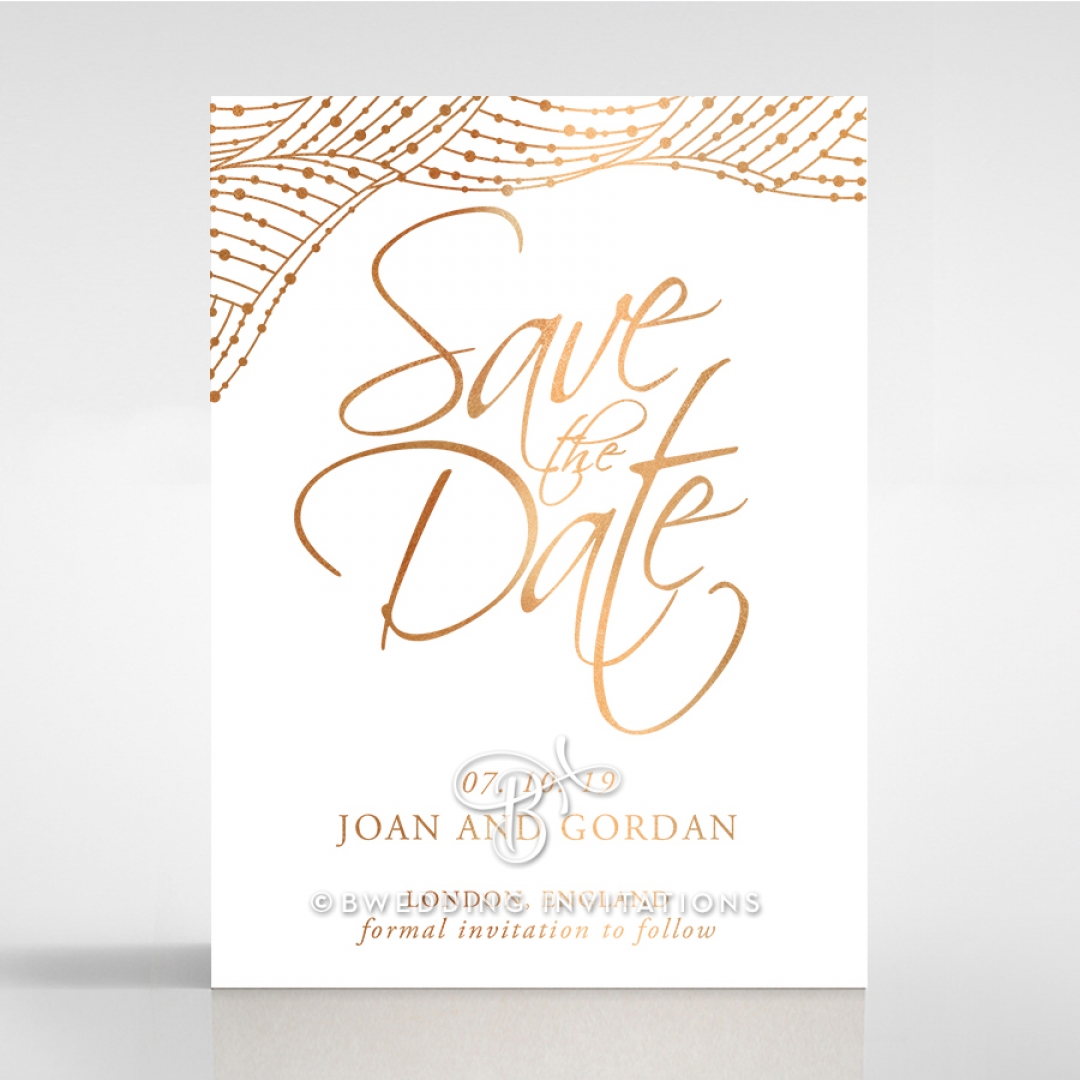 Woven Love Letterpress with foil save the date card