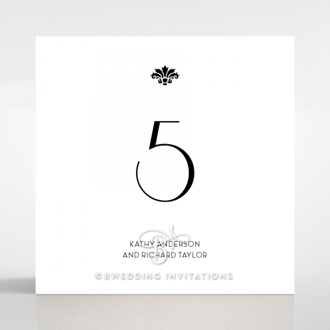 Art Deco Romance wedding table number card stationery design