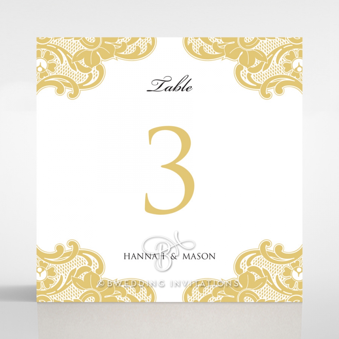 Black Lace Drop wedding table number card