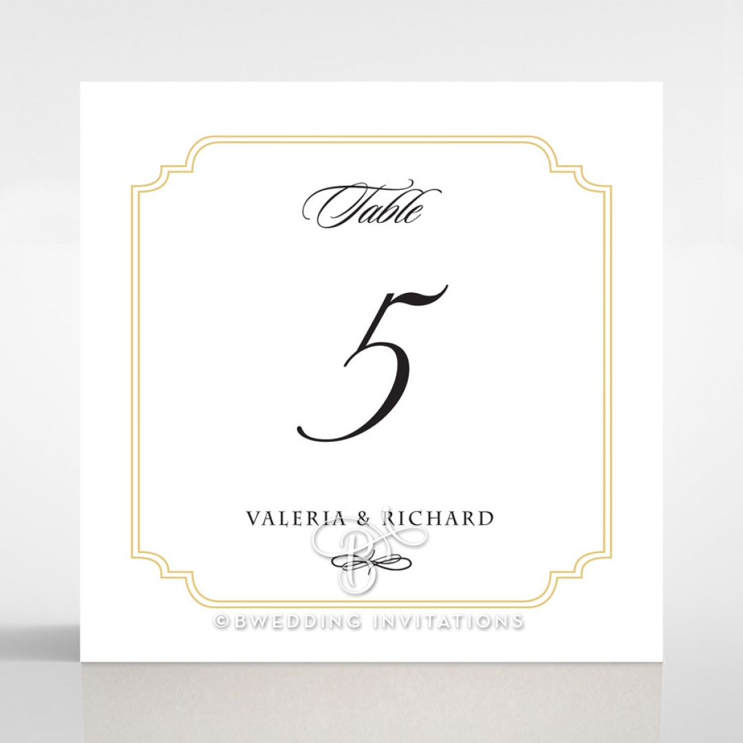 Black Victorian Gates wedding reception table number card stationery