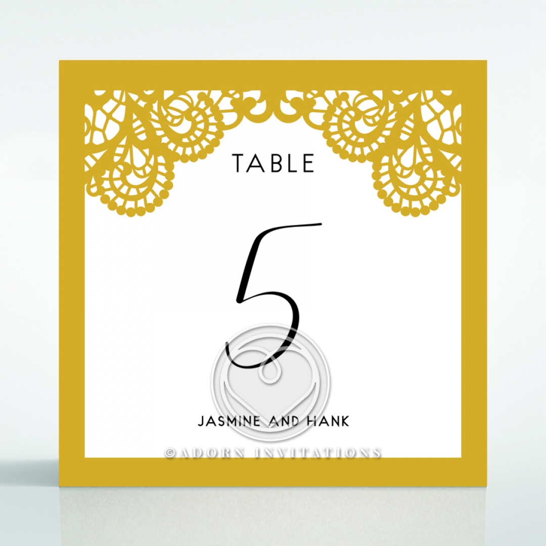 Breathtaking Baroque Foil Laser Cut wedding reception table number card design