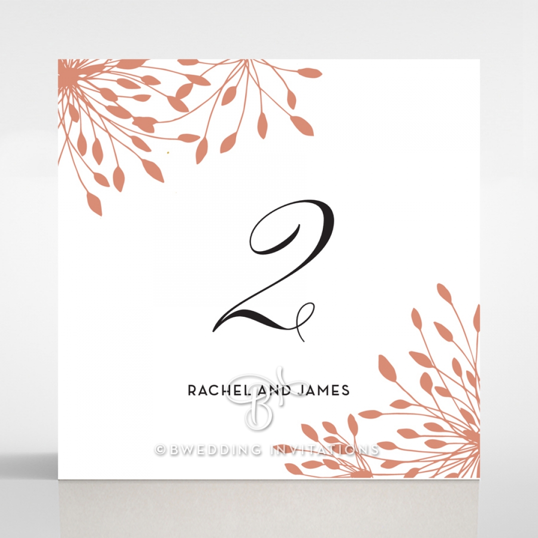 Bursting Bloom wedding venue table number card design