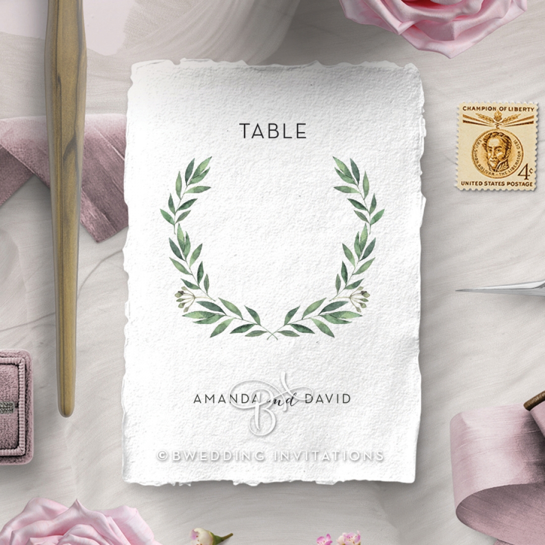 Country Garland reception table number card design