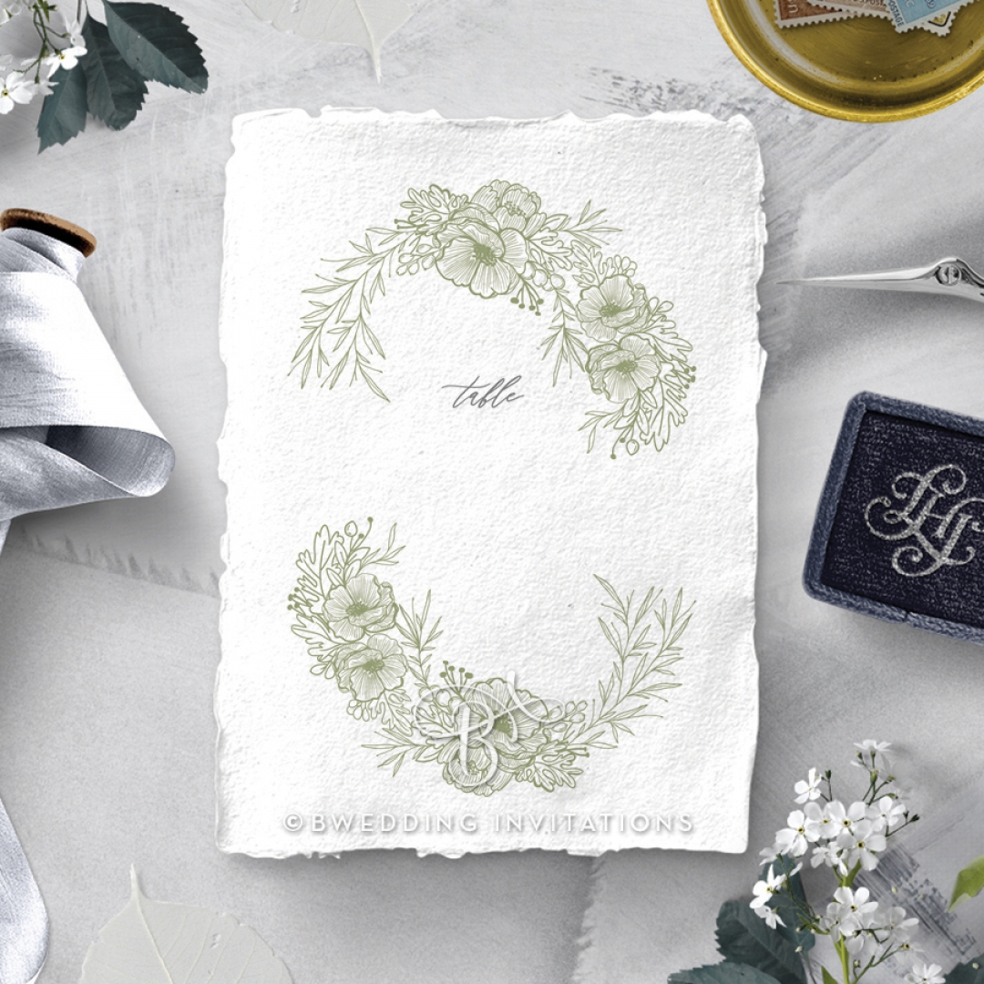 Love Estate wedding venue table number card design