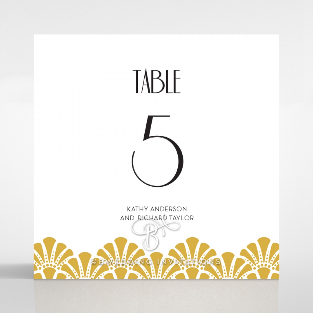 Modern Deco wedding venue table number card stationery design