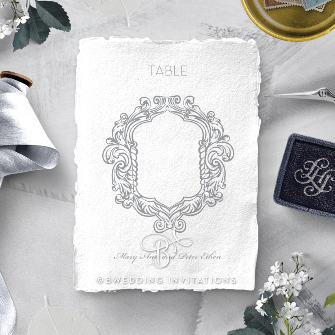 Modern Monogram wedding reception table number card