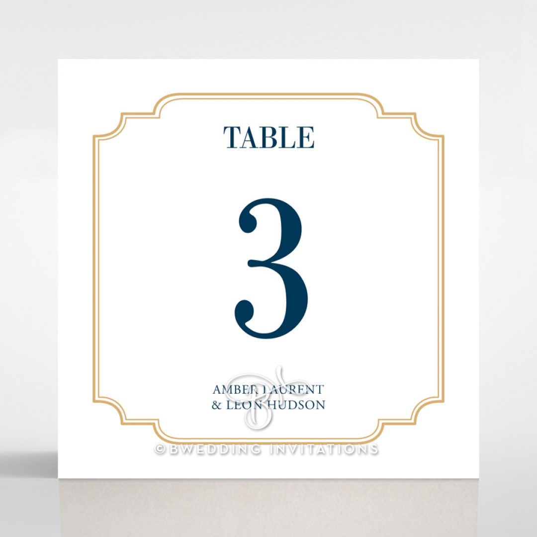 Noble Blue Gates wedding reception table number card stationery item