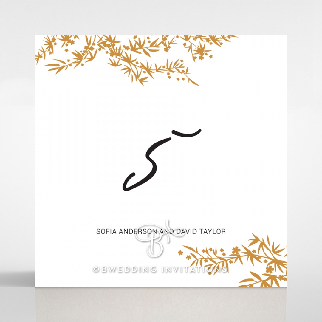 Oriental Romance wedding reception table number card design