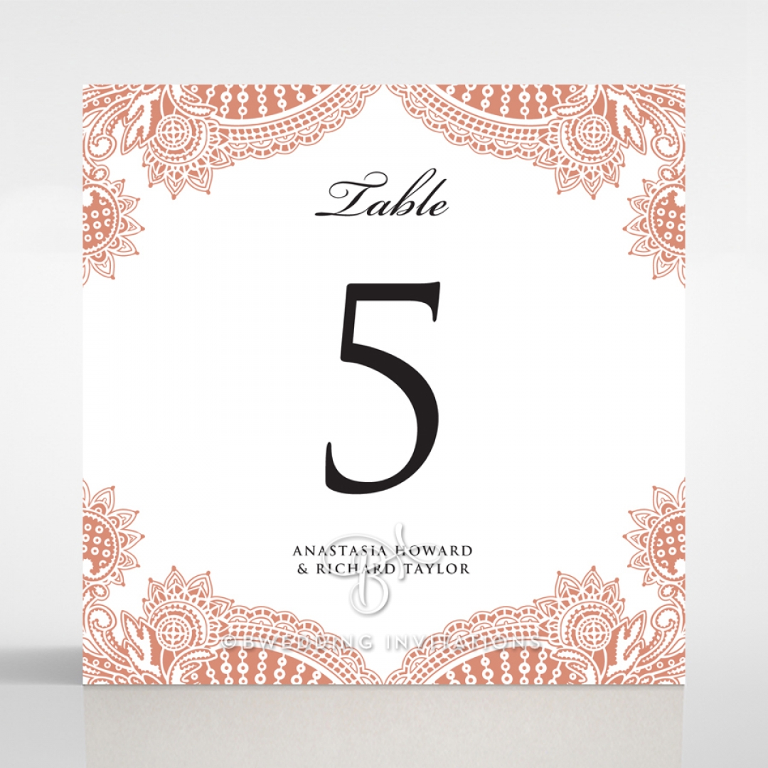 Paisley Grandeur reception table number card stationery