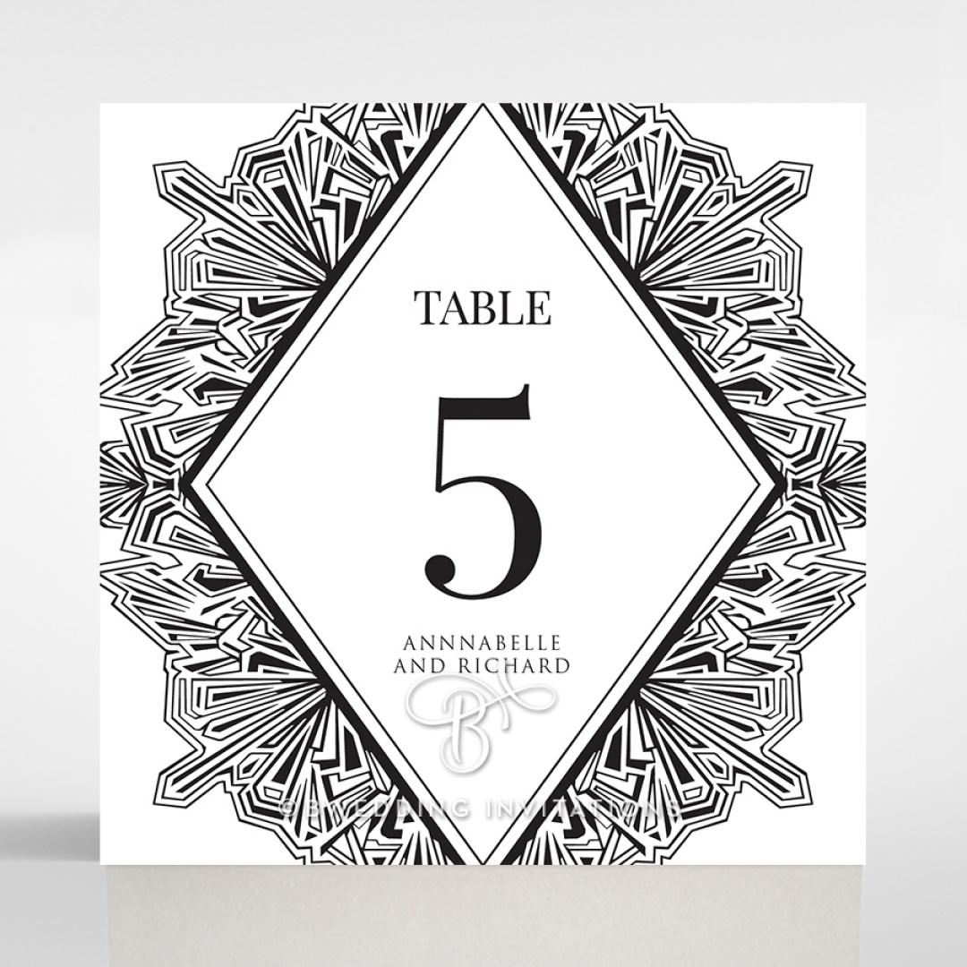 Paper Diamond Drapery wedding stationery table number card design