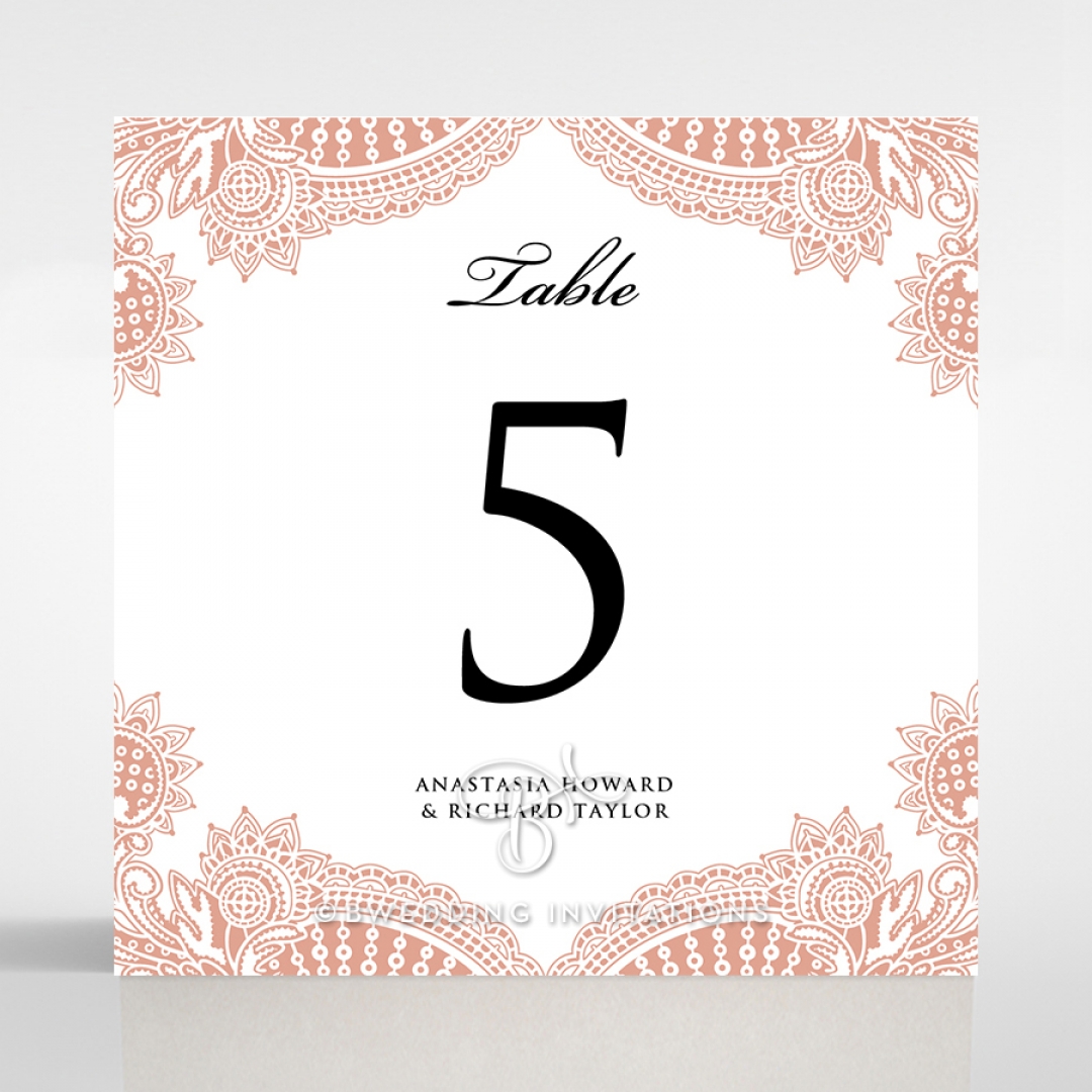 Regal Charm Letterpress wedding reception table number card