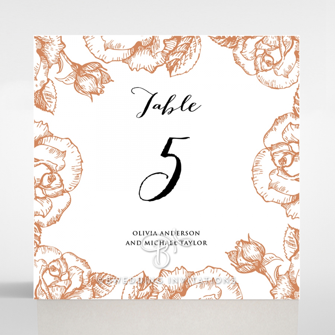 Rose Romance Letterpress reception table number card stationery item