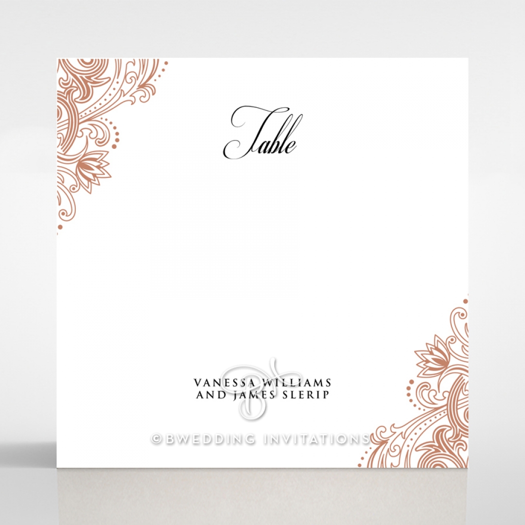 Royal Embrace reception table number card stationery design