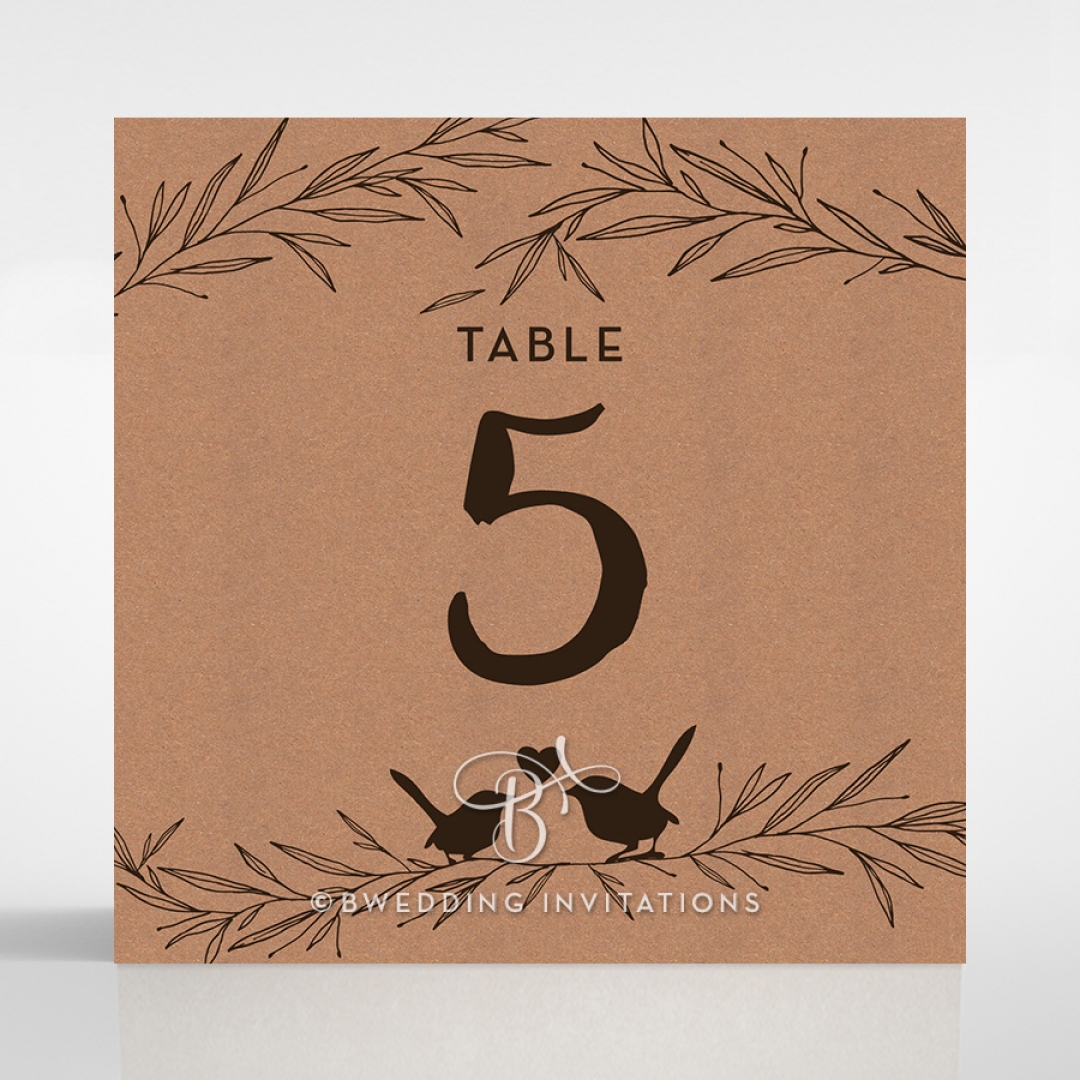 Springtime Love wedding reception table number card stationery design