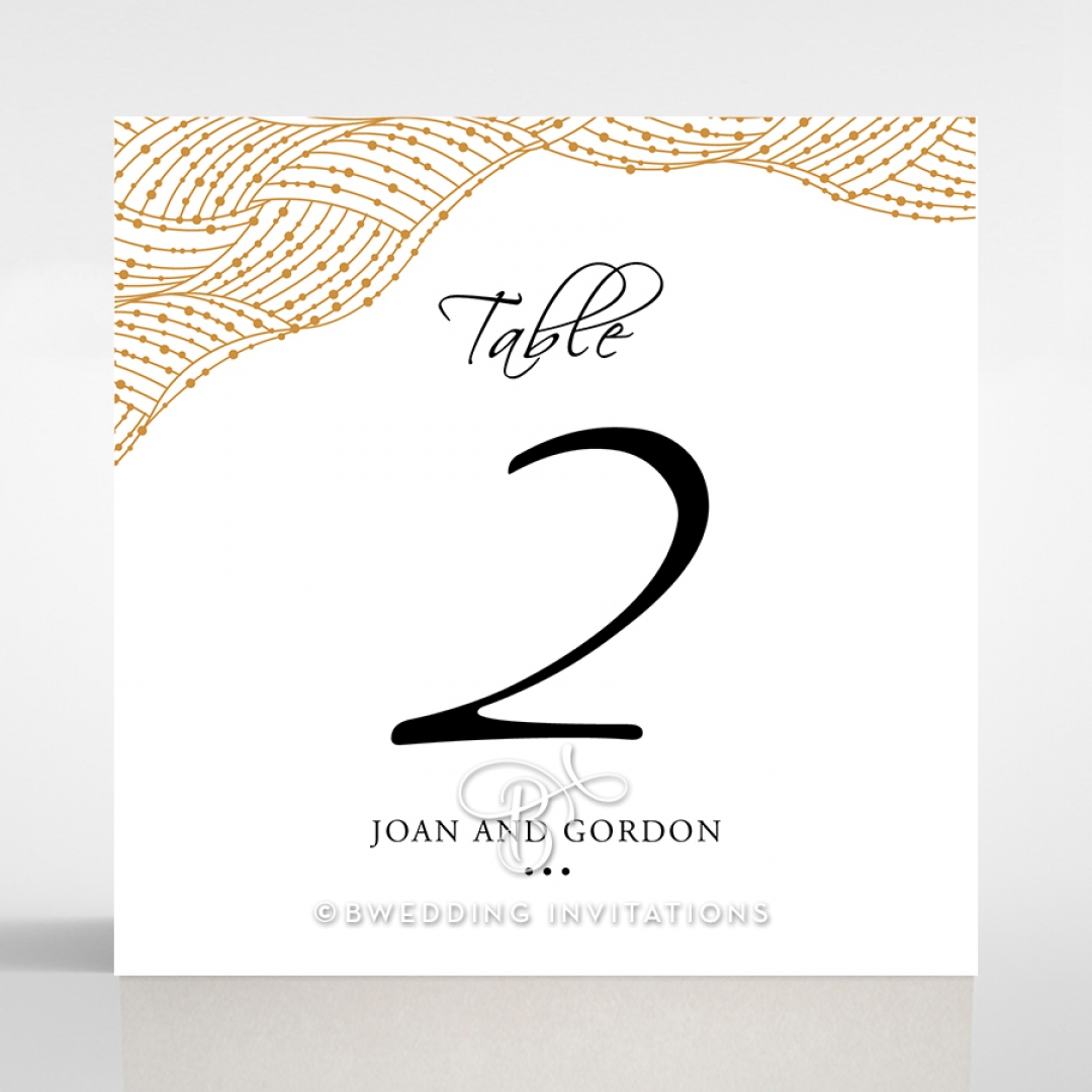 Woven Love Letterpress wedding reception table number card design