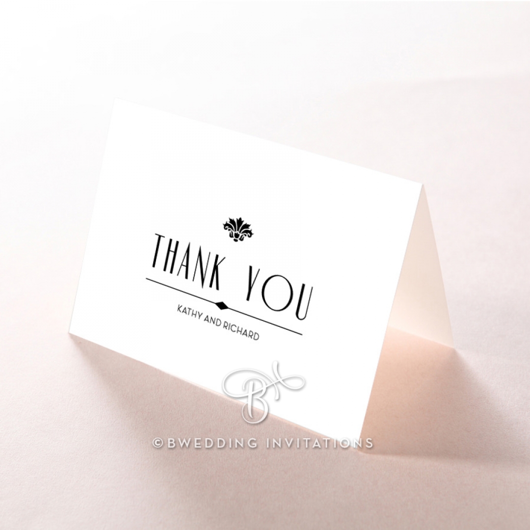 Art Deco Romance wedding stationery thank you card design