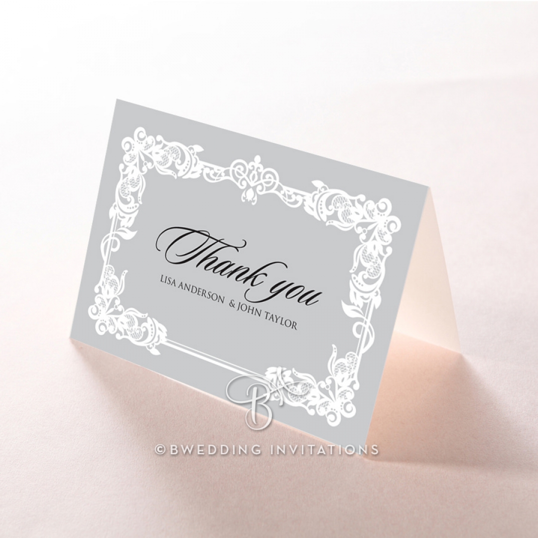 Black Divine Damask thank you stationery card item