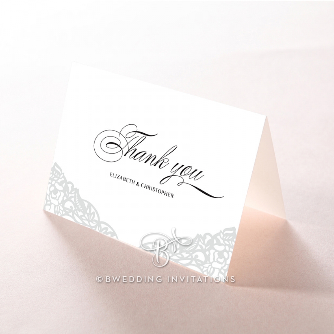 Black Floral Lux thank you wedding stationery card