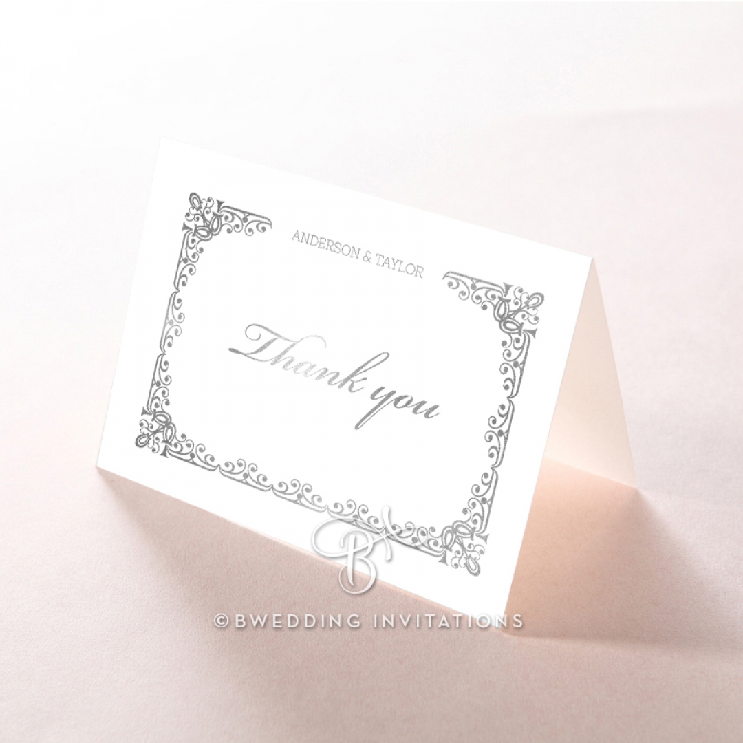 Black on Black Victorian Luxe with foil thank you stationery card design