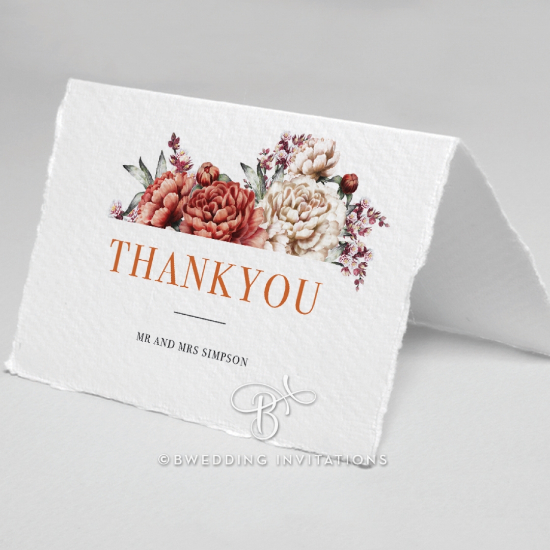 Blossoming Love thank you wedding stationery card design