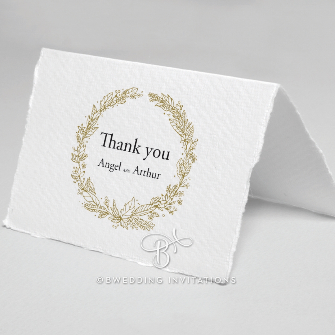 Enchanted Wreath wedding stationery thank you card design