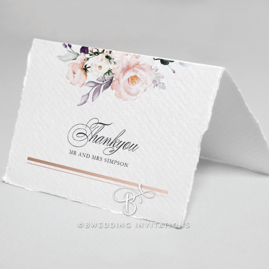 Enchanting Florals thank you wedding stationery card